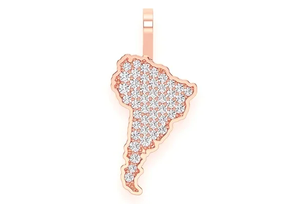 Hot Selling South America Continent Map Pendant Moissanite Pendant For Men Hip Hop Jewellery For Man Custom Factory Price India