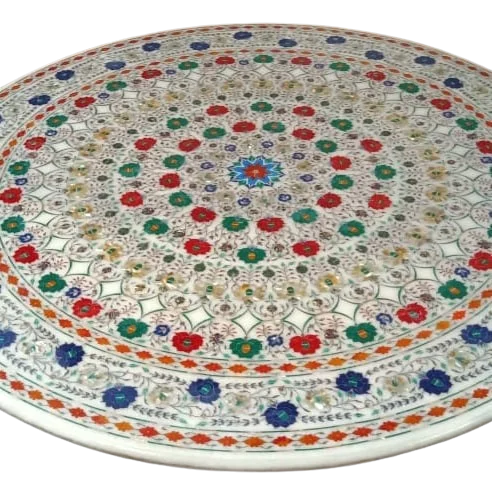 Marble Coffee Table Top Inlay Marquetry Floral Mosaic Style Patio Art Coffee Table Top