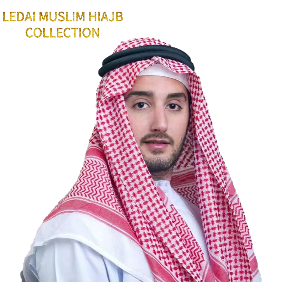 Alibaba Chinese Hijab Scarf supplier for men scarf saudi Islamic peopel keffiyeh shemagh scarf with headband