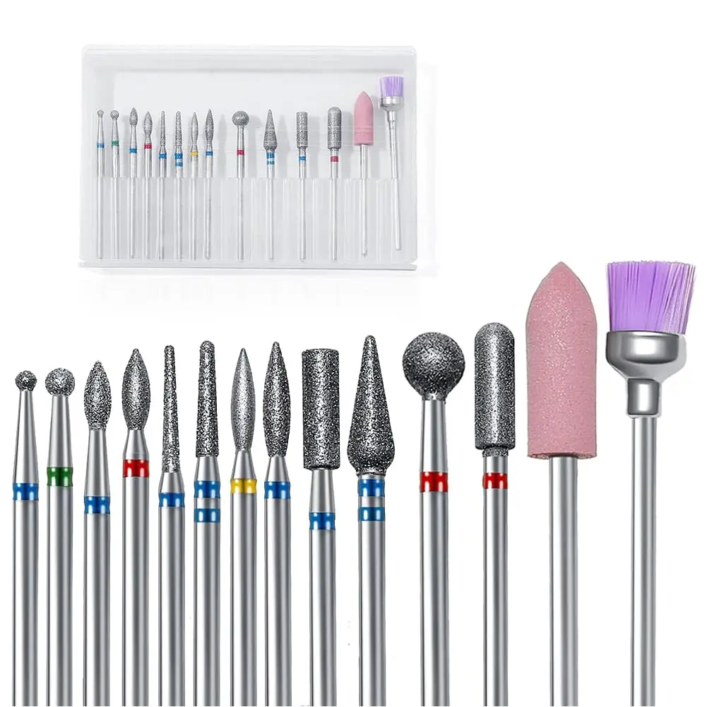 Custom Logo 10Pcs Nail Drill Bits Color titanium diamond  Long Tapered Nail Drill Bits Extra Long Drill Bit For Nails