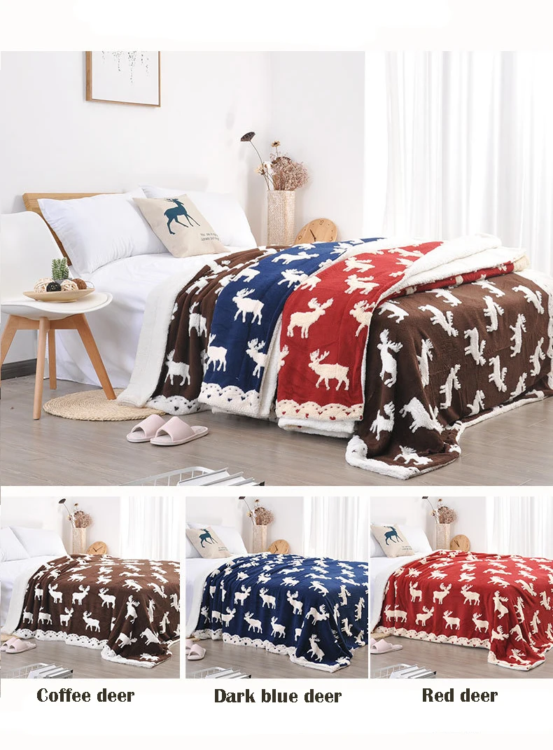 Widely Used Soft Dual Sided nordic minimalist double cute animal pattern knitted jacquard sherpa baby blanket
