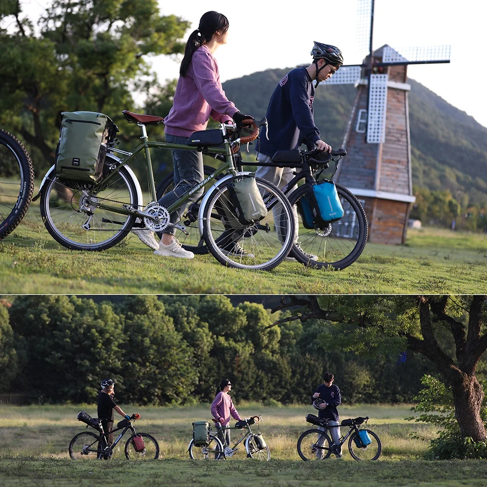 Rhinowalk Waterproof Fork Bag Bicycle 6L Front Rack Dry Pack Bike Bag Quick Release Adapter with Private Model