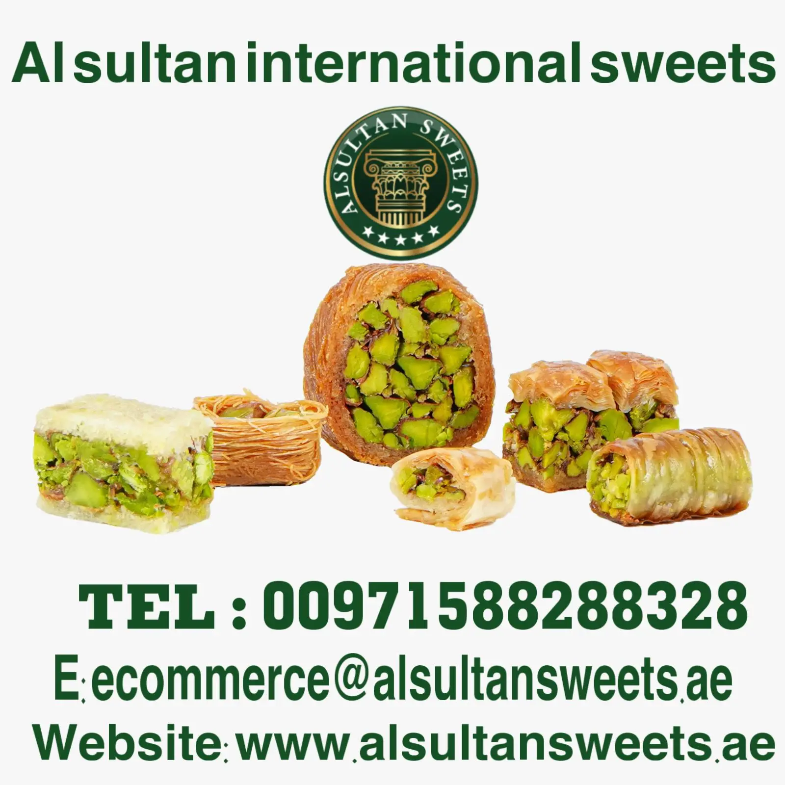 Al Sultan Sweets High Grade Baklawa Exquisite Assortment 100gm Wholesale Snack Food in Bags Boxes Bulk for Desserts