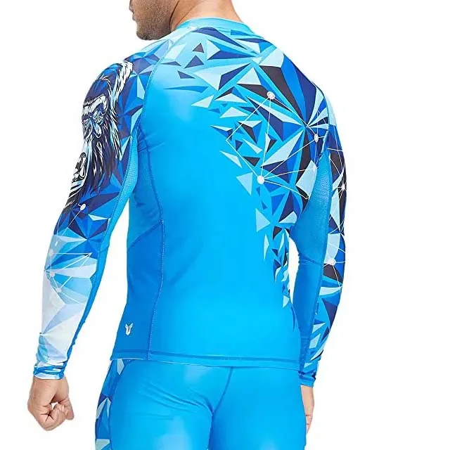 High Quality Wholesale Plain Jiu Jitsu Fitness Swim Shirts Printed Long Sleeve MMA For Men Bjj Rashguard Rash Guard
