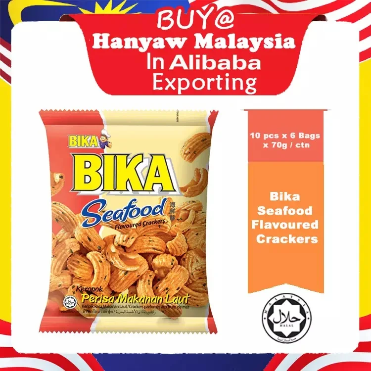 [Malaysia] Fast Shipping + Halal Certified Bika Seafood Flavoured Crackers ( 10 pcs x 6 Bags x 70g / Ctn )