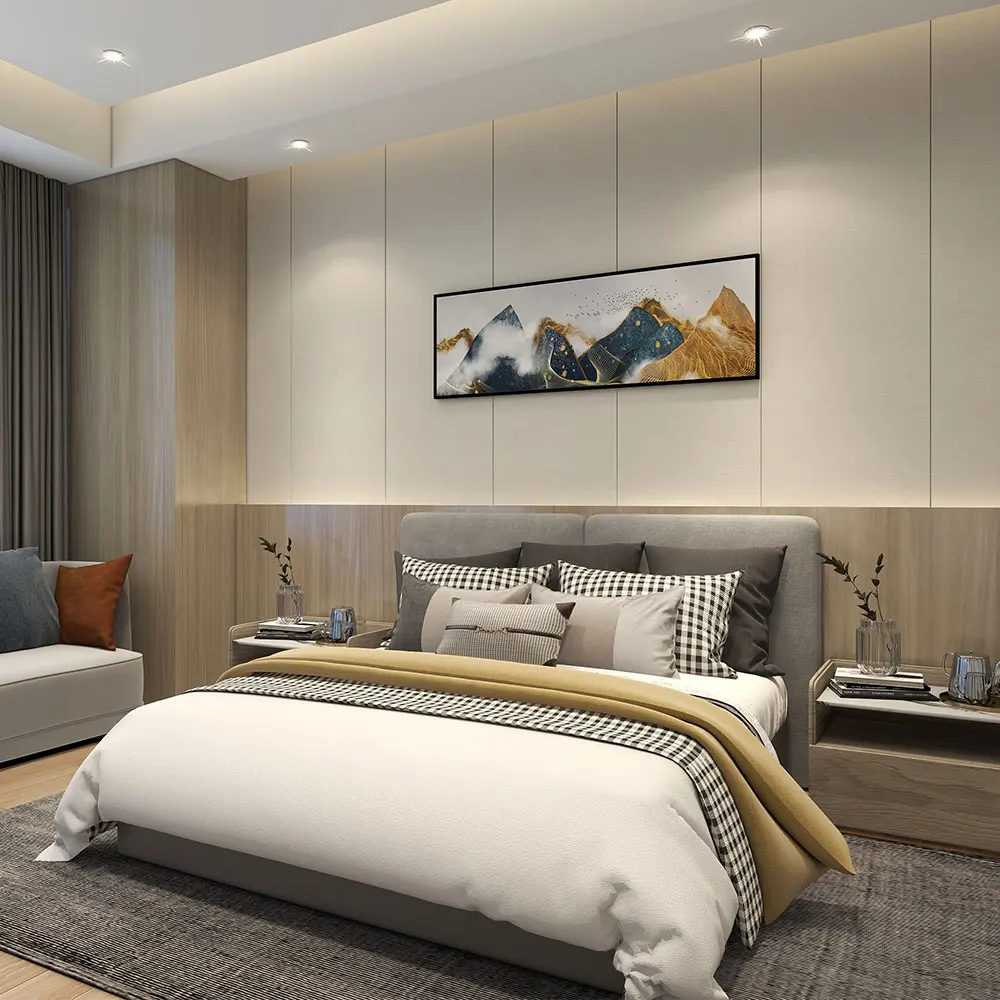 Contemporary Apartment Furniture Combination Set Bed Sofa Coffee Table TV Cabinet Wardrobe Apartment Furniture Set For Project