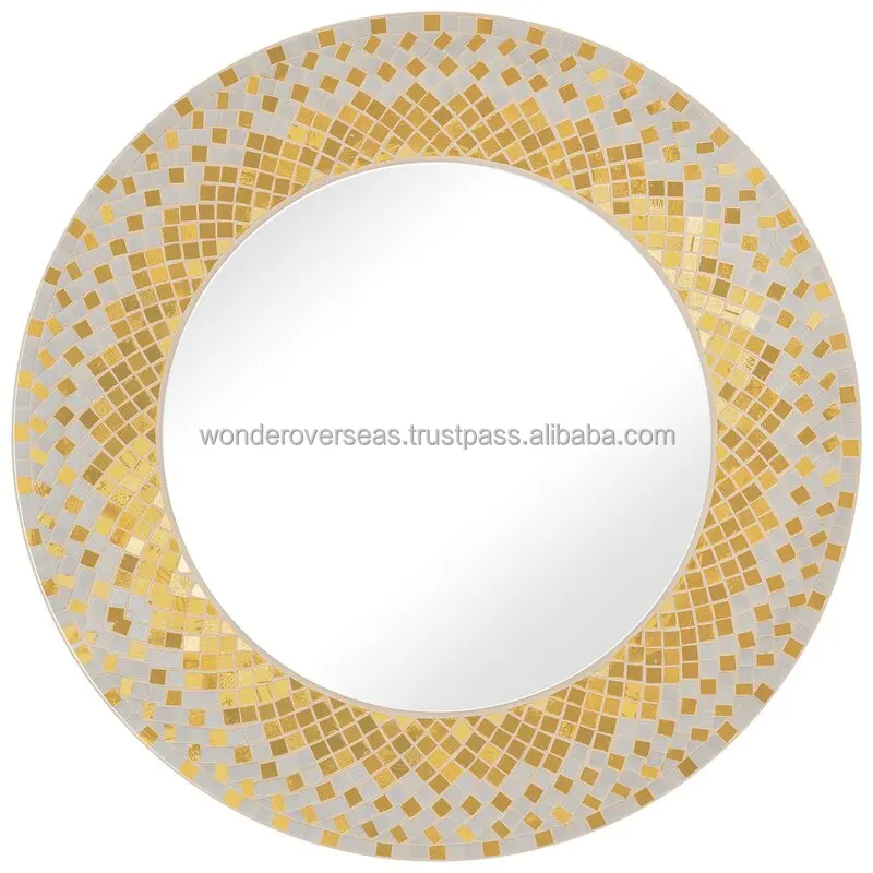 White And  Yellow Colour Mosaic Mirror Highest Quality 20x20 By WONDER OVERSEAS