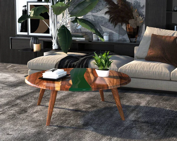 Premium Quality Elegant Resin Wood Coffee Table Unique Blend of Nature and Artistry for Your Living Room for Sale