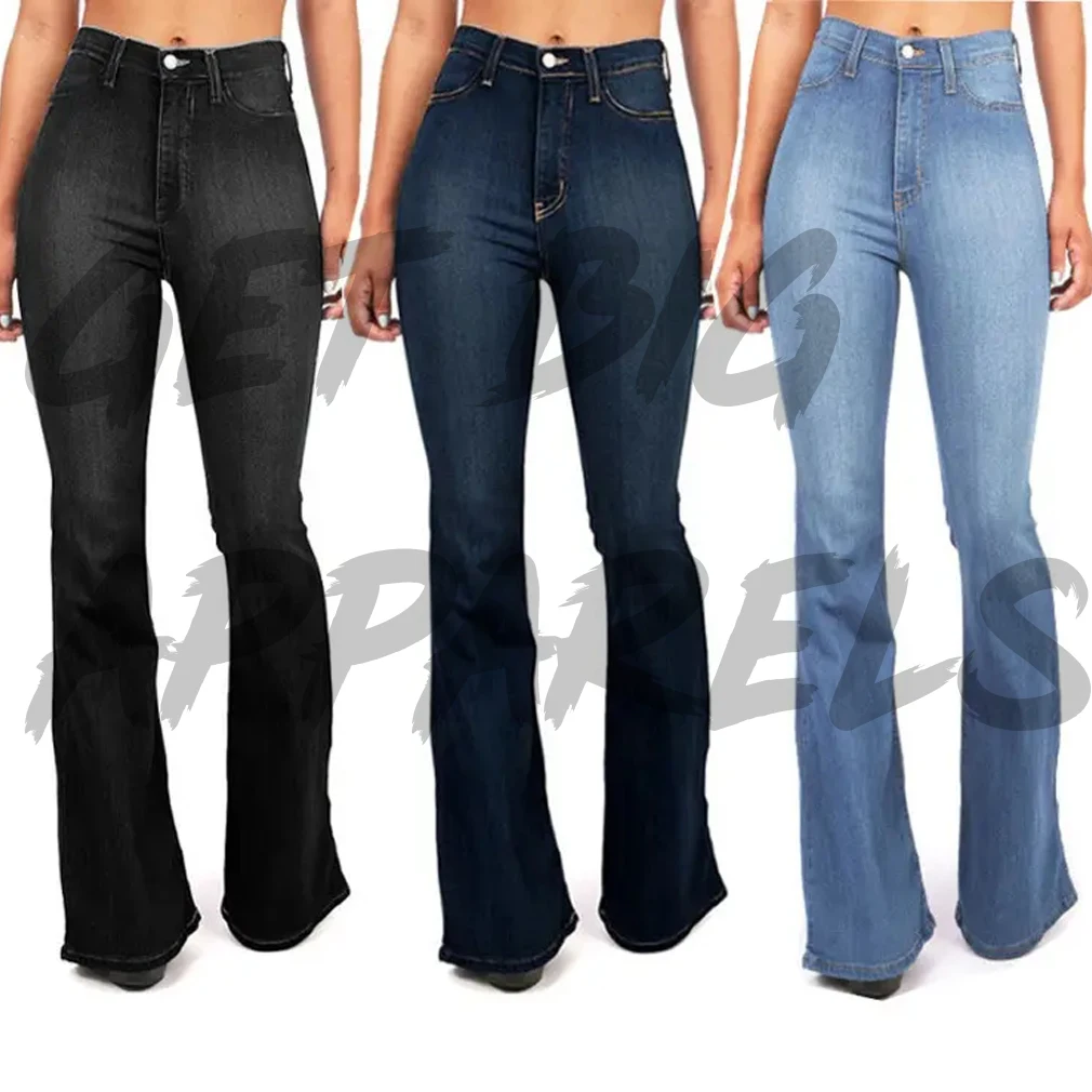 2024 customize stacked jeans Breathable O E M /O D M Service Custom Made High Waist DenimJeans Pant For Women  jeans