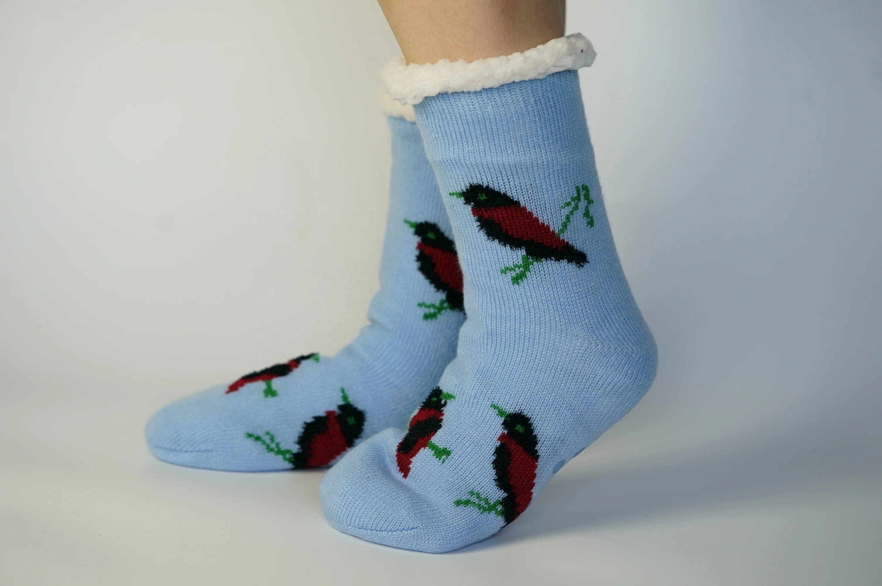 Customized Soft Cozy Winter Fleece With Grippers Women Slipper Socks Floor Sock