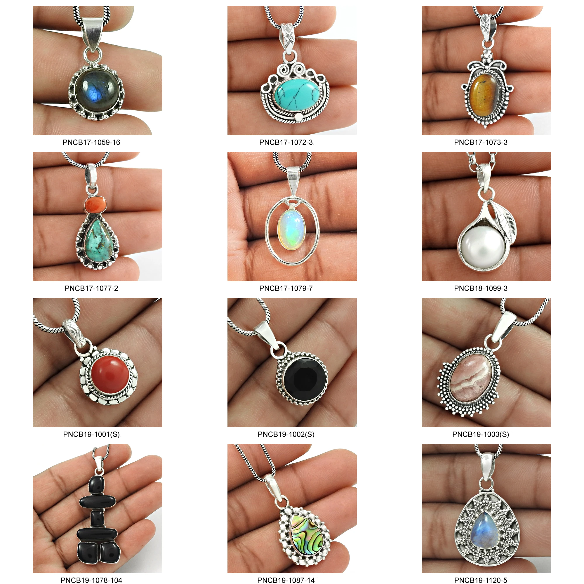 Pure 925 Sterling Silver Natural Turquoise Gemstone Ethnic Pendant Handmade Bohemian Jewelry Wholesale Factory Price Supplier