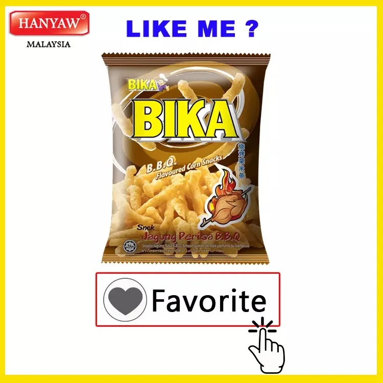 [Malaysia] Fast Shipping + Halal Certified Bika BBQ Flavoured Corn Snacks ( 10 pcs x 6 Bags x 70g / Ctn )