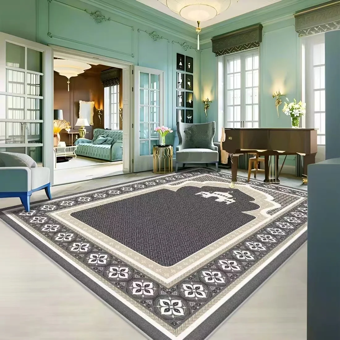 Vintage Medallion Non-Shedding Kitchen Laundry Floor Mat Throw Carpet Area Rugs for Living Room Office room