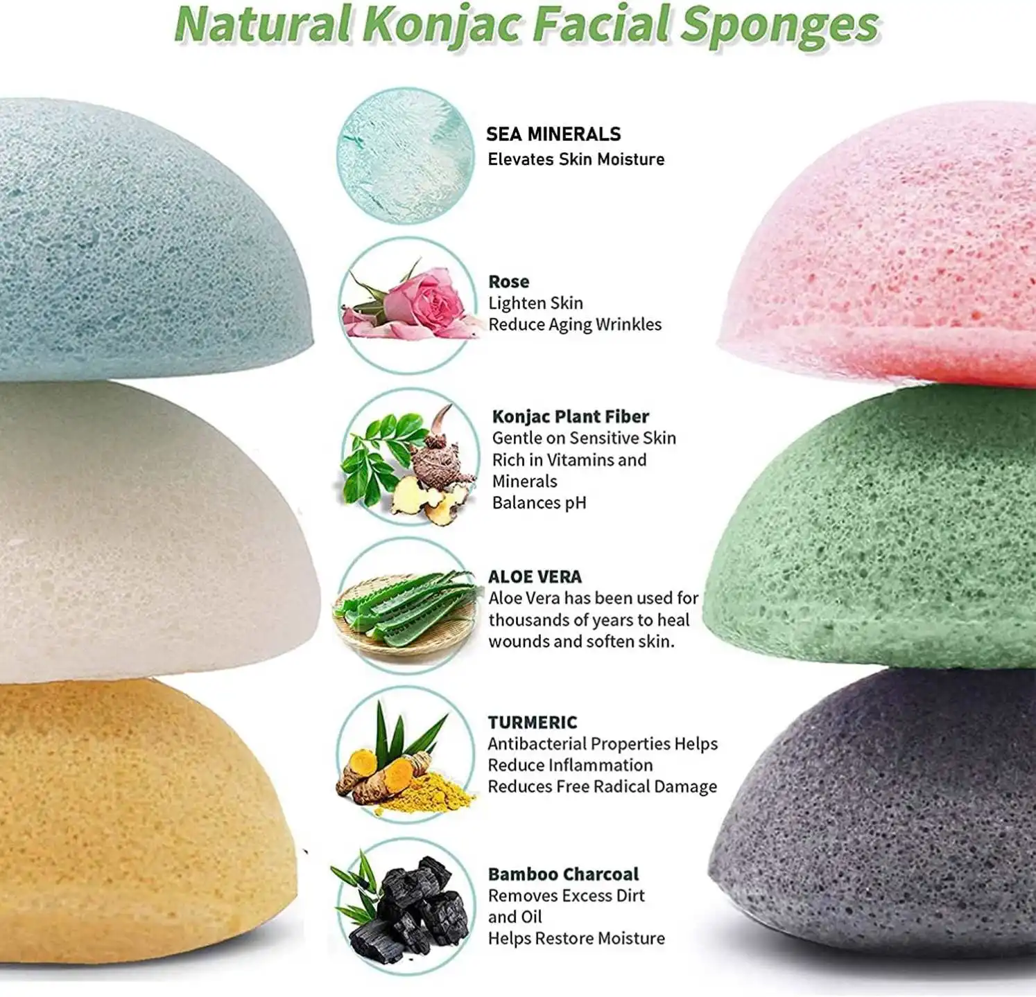 Various Specifications Aloe Vera Konjac Sponge Low Price
