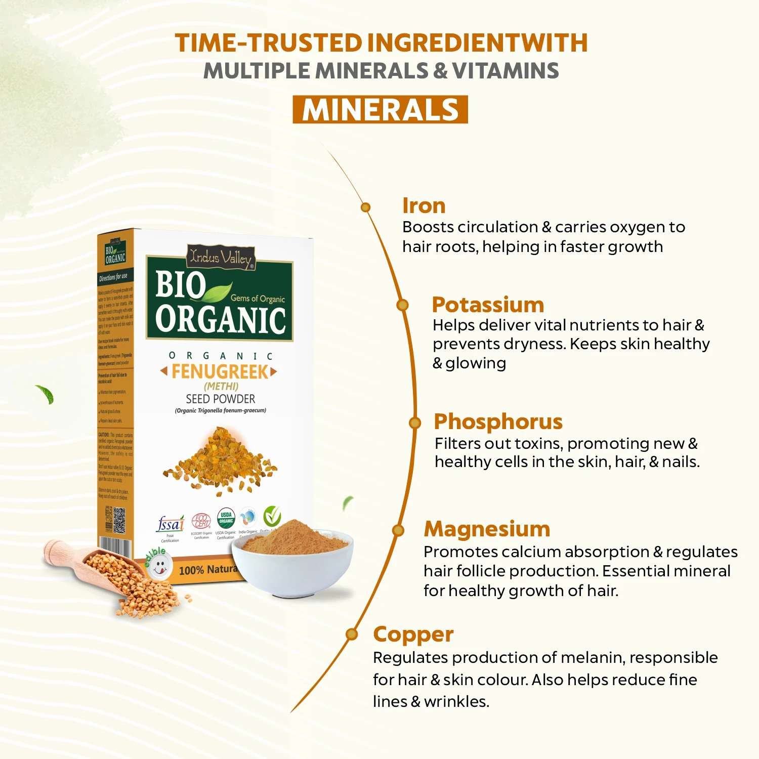 INDUS VALLEY Bio Organic Fenugreek Methi Powder for Hair Care -(100g)