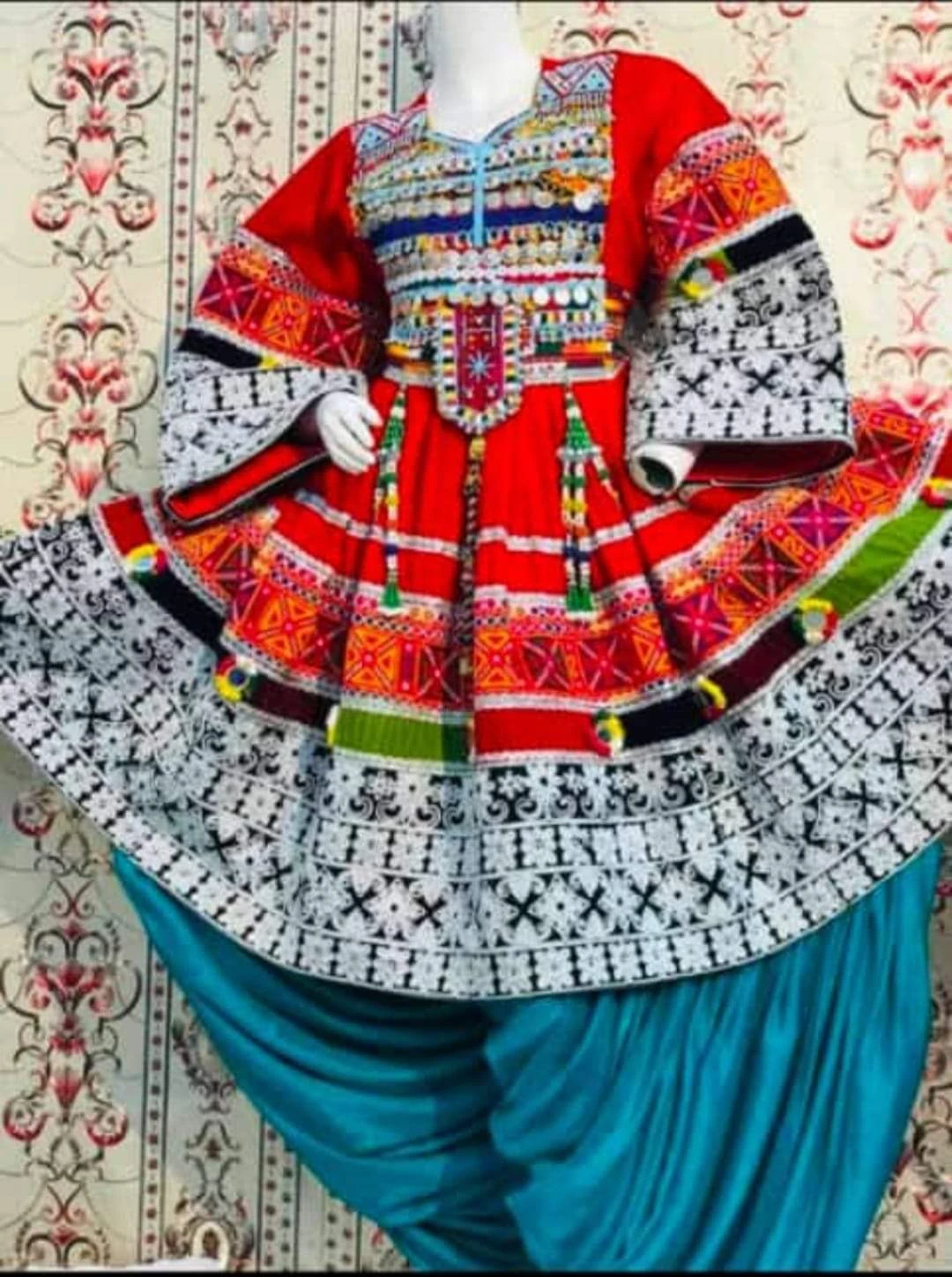 Afghan Kuchi Dress With Handmade Tribal Traditional Embroidered Dress For Women 2024 Afghan Kuchi Festival Dress Pashtun Culture