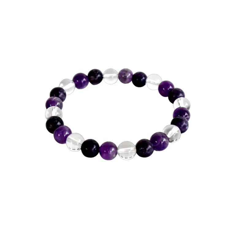 Popular and Luxury Unisex Fashion Jewelry 8mm Round Gemstone Beaded CROWN Chakra Crystal Bracelet from India