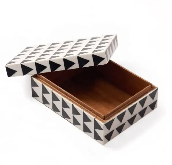 Wooden Brown Bone Inlay New Design Decorative Jewellery Box Black Bone Inlay Best Quality Jewellery Storage Unit Black Gifts