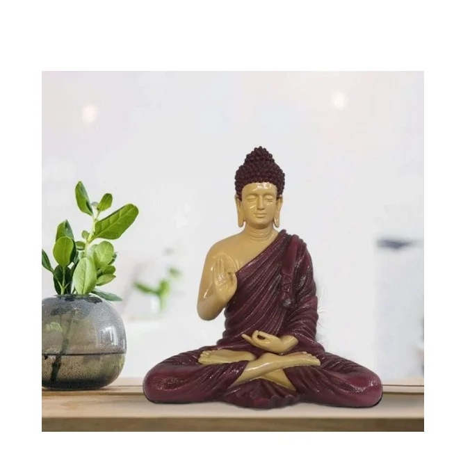 Handmade Blue Polyresin Gautama Buddha Statue Art Style Export Quality Sculpture for Home and Garden Decoration