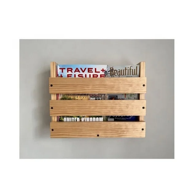 Wooden Wall Floating Magazine Storage and Display Racks Mail Organizer Shelf Factory custom wooden mail holder