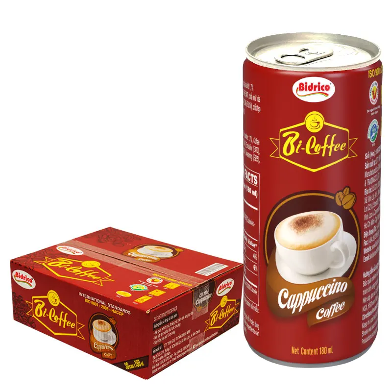 High Quality Bi-coffee Brand Cappuccino Coffee Can 180ml Less Sugar Neutral Coffee Drink From Vietnamese Manufacturer