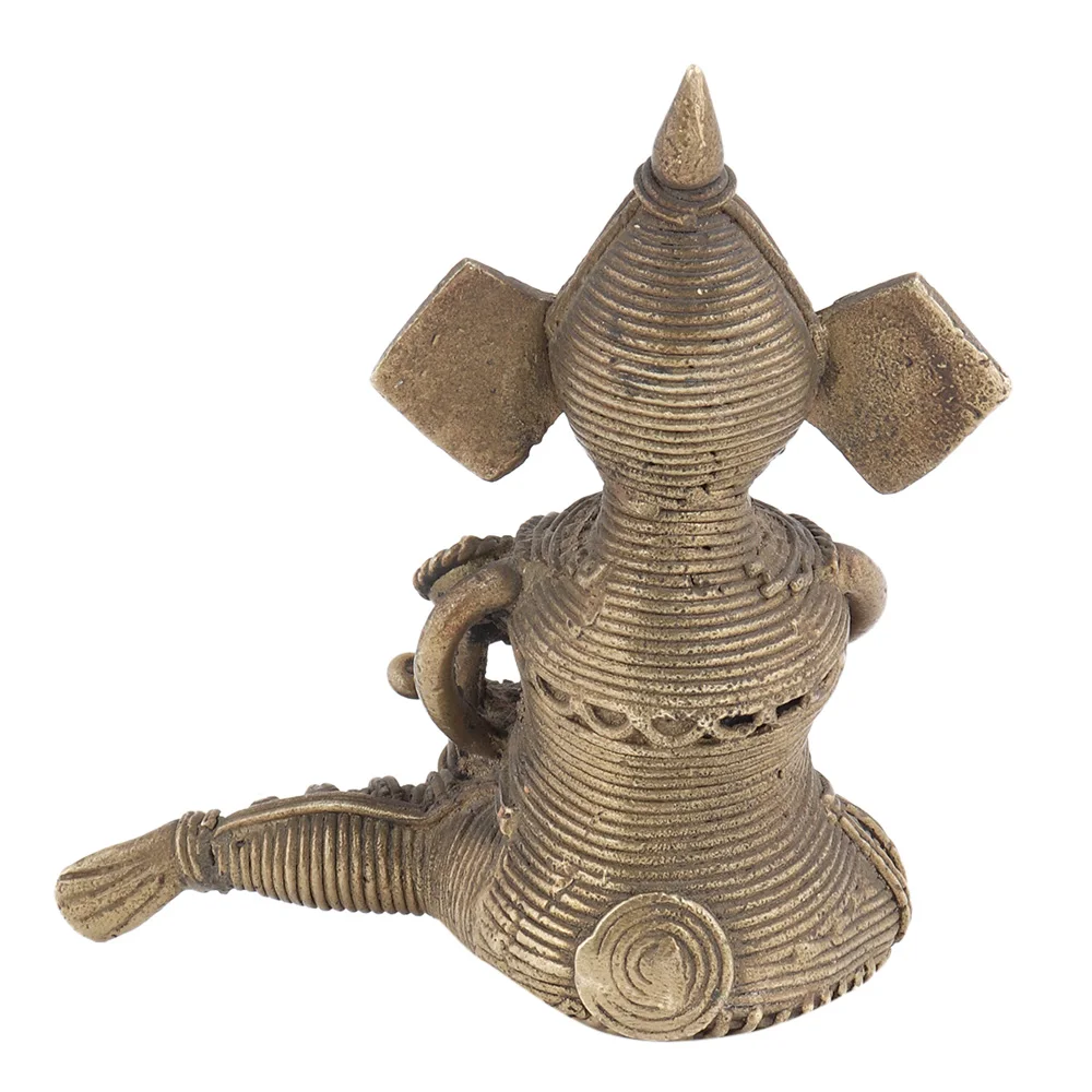 Handmade Indian Brass Antique Sitting Musician Ganesha Sculptures Figurine Statue Home Decor Gift Items Size: 9 x 5 cm SNS-636