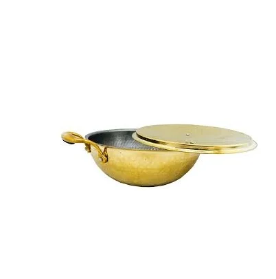 Pure Brass Kadai for Deep Frying Cooking Utensils Healthy Benefits Brass Handmade Design Food Warmer For Table Top Serving Usage
