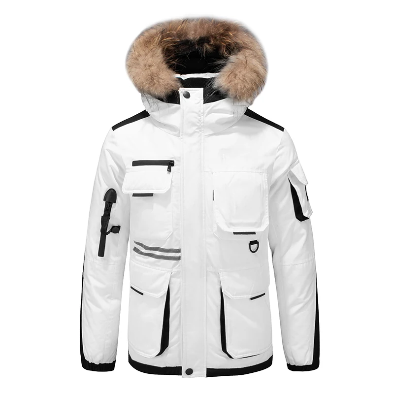 Down Jacket Custom Color Mens Lightweight Waterproof Down Puffer Winter Jacket Coat Men Hooded Fur Plus Size Jacket