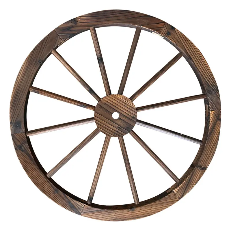 Rustic Firwood Wagon Wheel Handcrafted Decorative Antique Style for Garden and Home Drcor Authentic Vintage Look