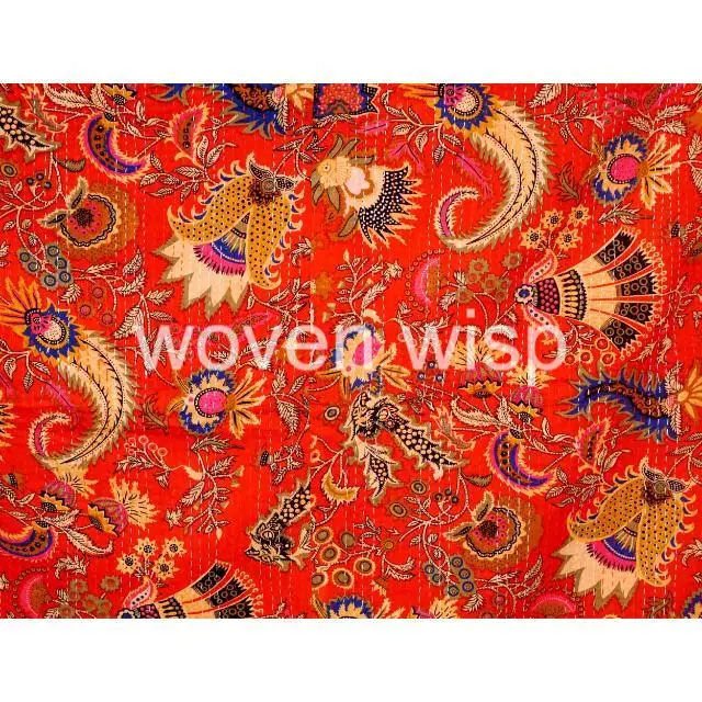 Chic Comfort: King Size Kantha Quilt - Add a Touch of Sophistication to Your Bed