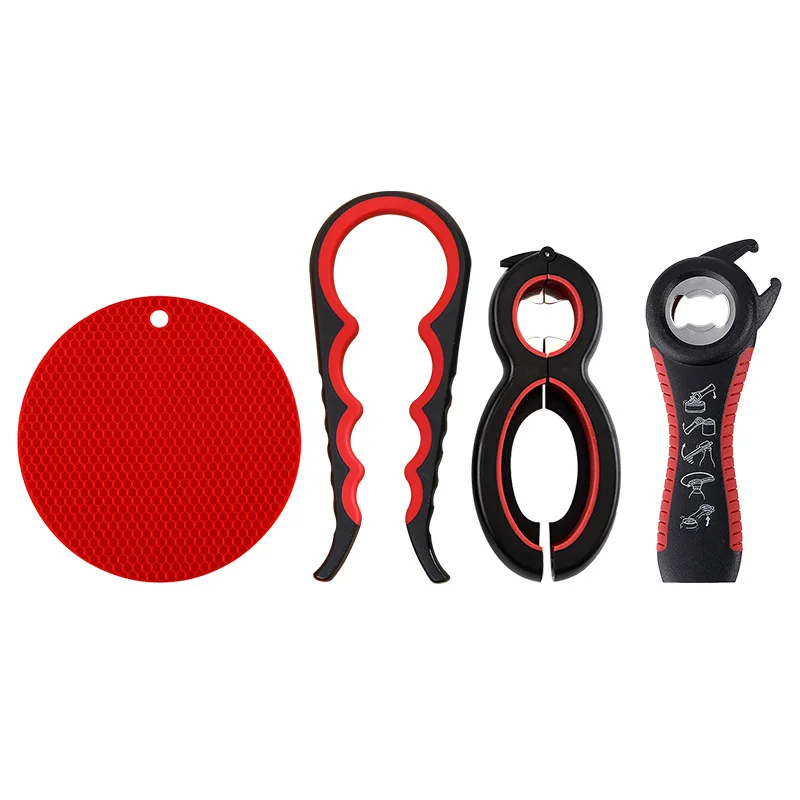 Multi function bottle opener set can opener portable jar opener for gift set