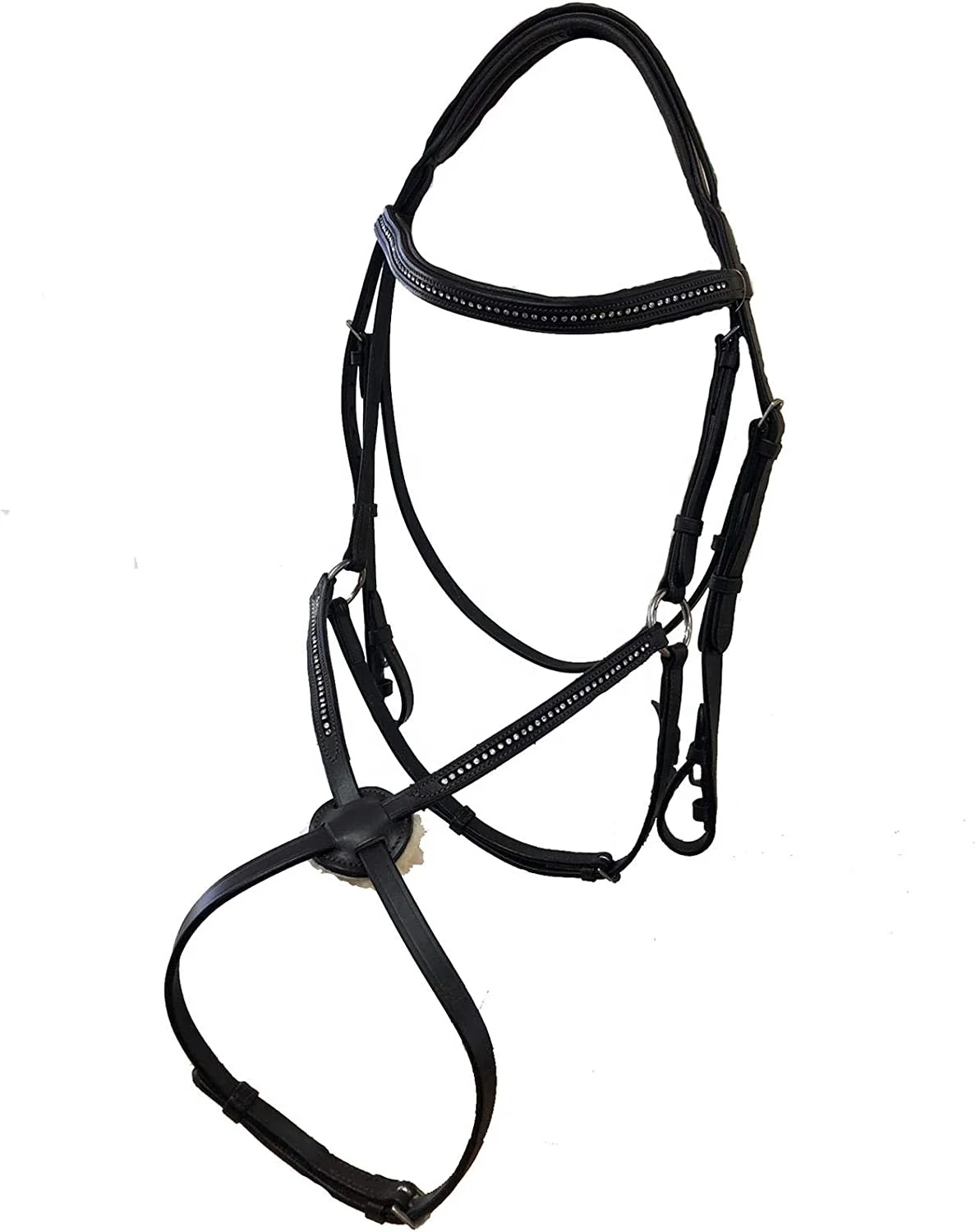 Wholesale Custom Equestrian Leather Horse Figure 8 Bridle Rhinestone Jeweled Show Head Gear Cross Noseband Horse Equipment