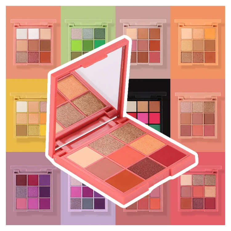 Private Label Mini 9 Color Oem Square High Pigment Glitter Custom Pigmented Eyeshadow Palettes