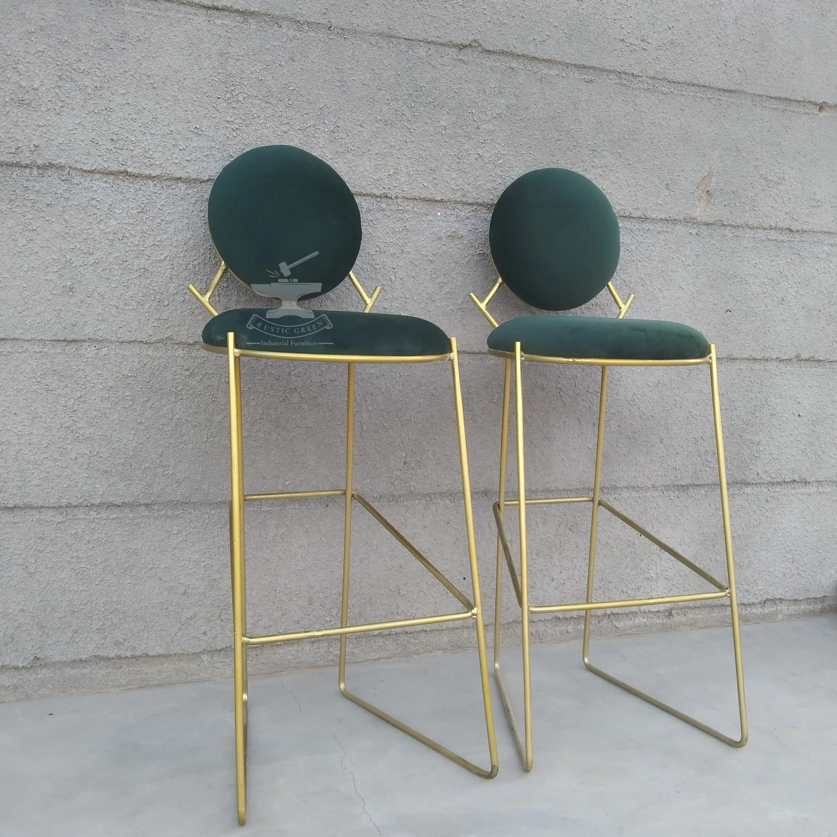 Gold Metal Bar Stool Velvet Counter Height Chair Modern breakfast bar stools