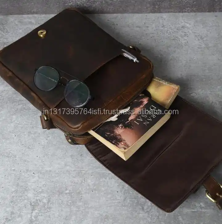 2023 New Design Luxury Western Style Bag Real Full Grain Dark Brown Crunch Leather Handmade for Girls