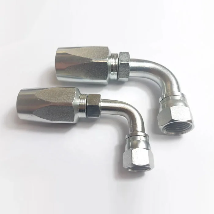 Carbon Steel JIC Female Thread 90 Bent Tube Reusable Hydraulic Hose Ferrule Fittings