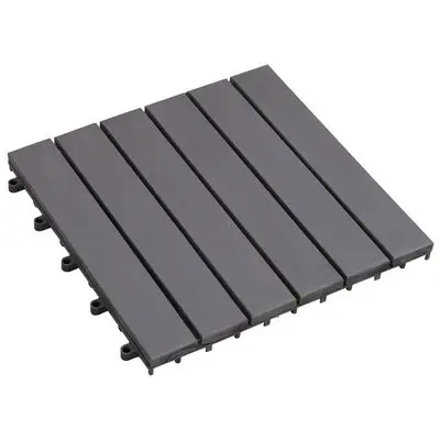 Hot Sell 6-Slat Grey Acacia Flooring Tiles Wood With Plastic Base Flooring Tiles For Balcony Garden Tiles Vietnam Origin