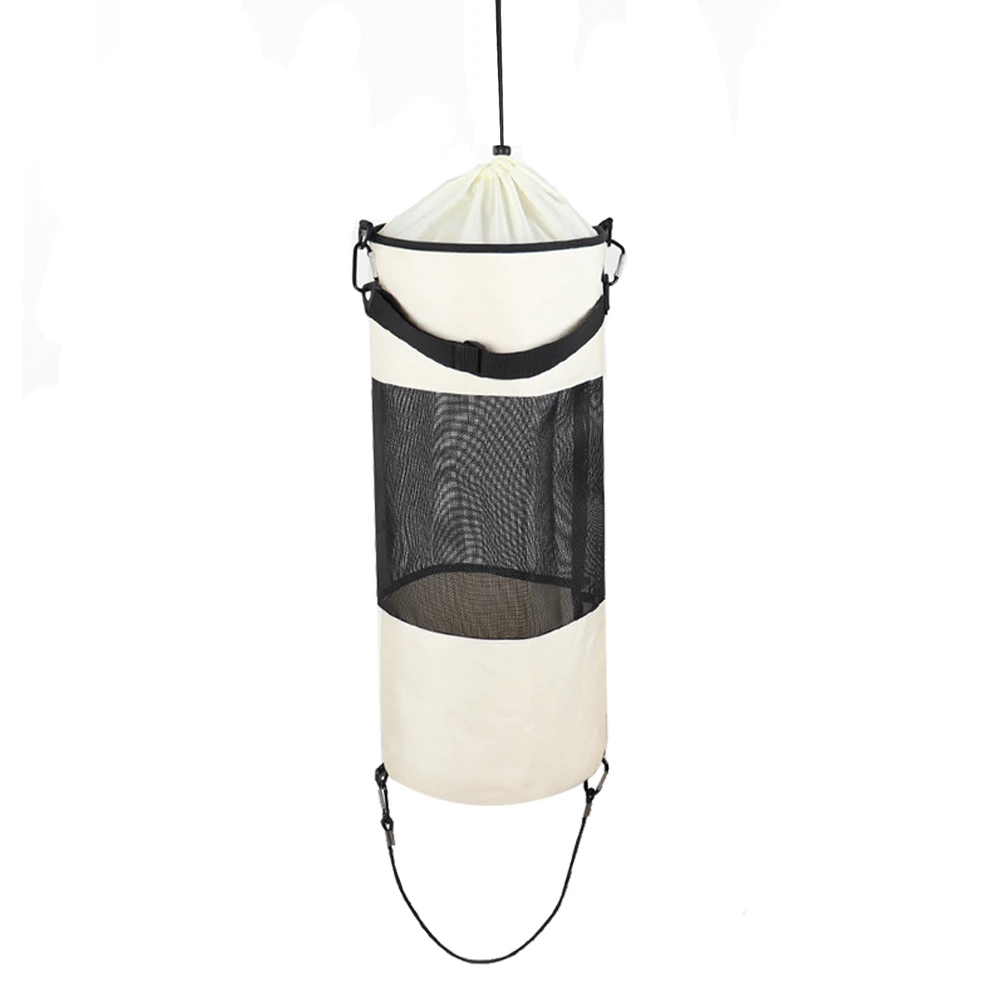 Wholesale Heavy-Duty Black Polyester Three-Pocket Cargo Organizer Storage Net Hooks Fine Three-Pocket Black Mesh Hay Bag Net