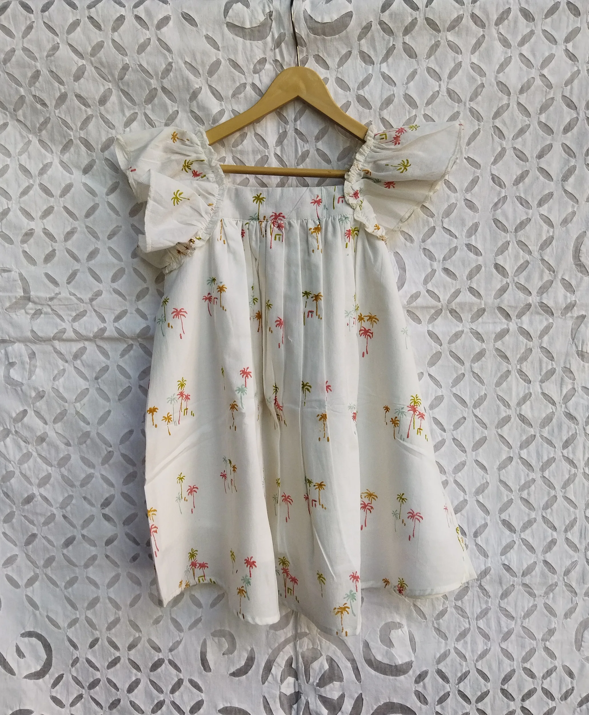 Красивое хлопковое детское платье с ручным принтом, повседневная одежда, повседневная одежда с цветочным принтом, детская одежда, платье