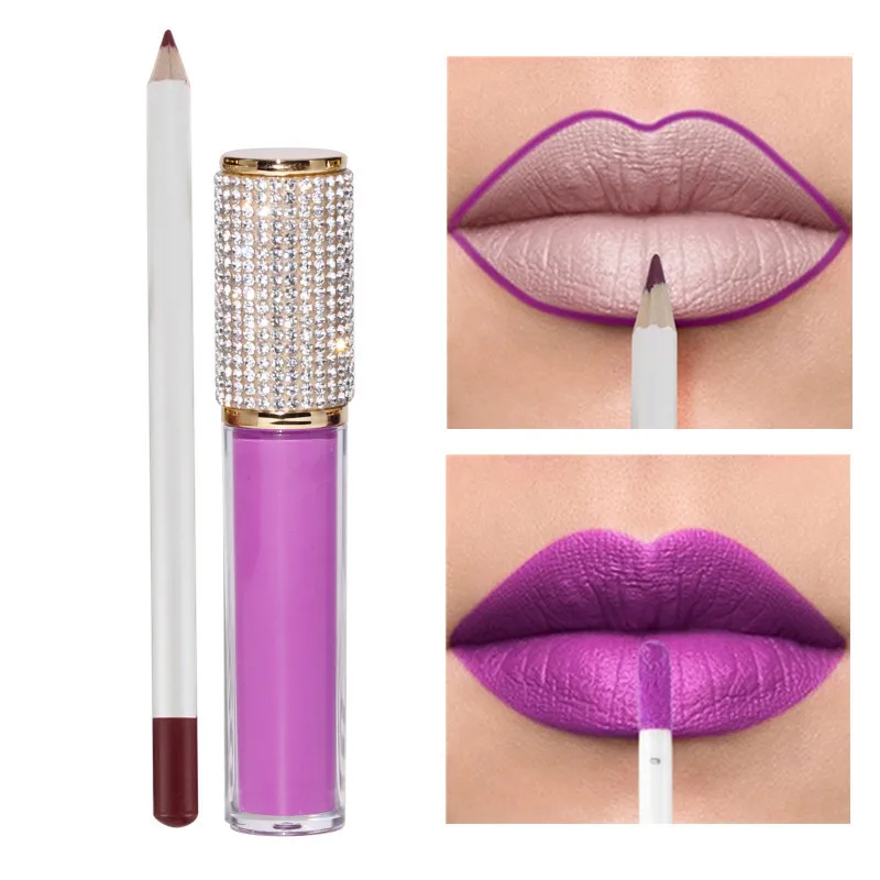 Makeup custom logo vegan matte pigment color lipliner lip liner and lipstick set private label