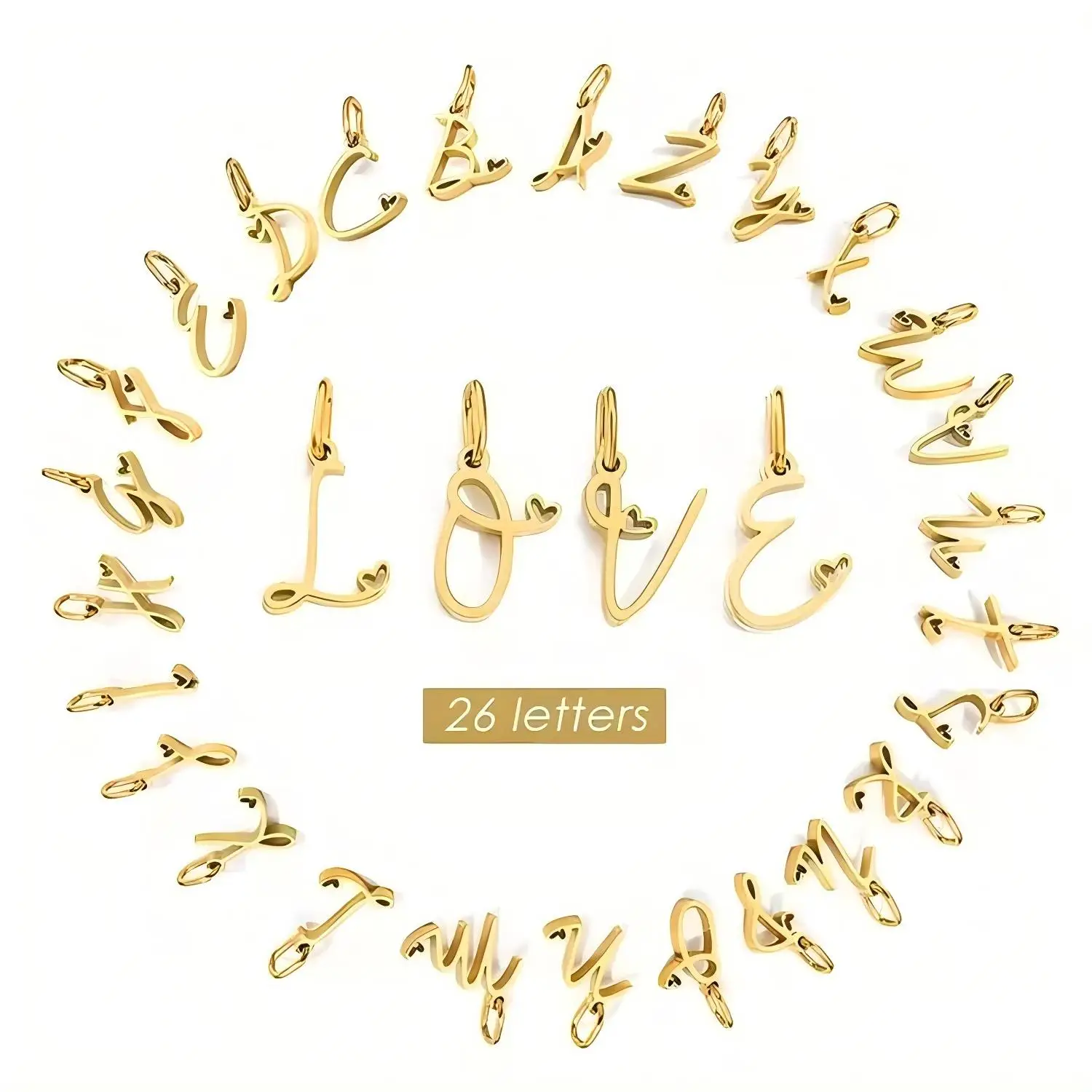 New DIY Letter Pendant Accessories for Bracelet Necklace English Letter Stainless Steel Charms for Jewelry Making
