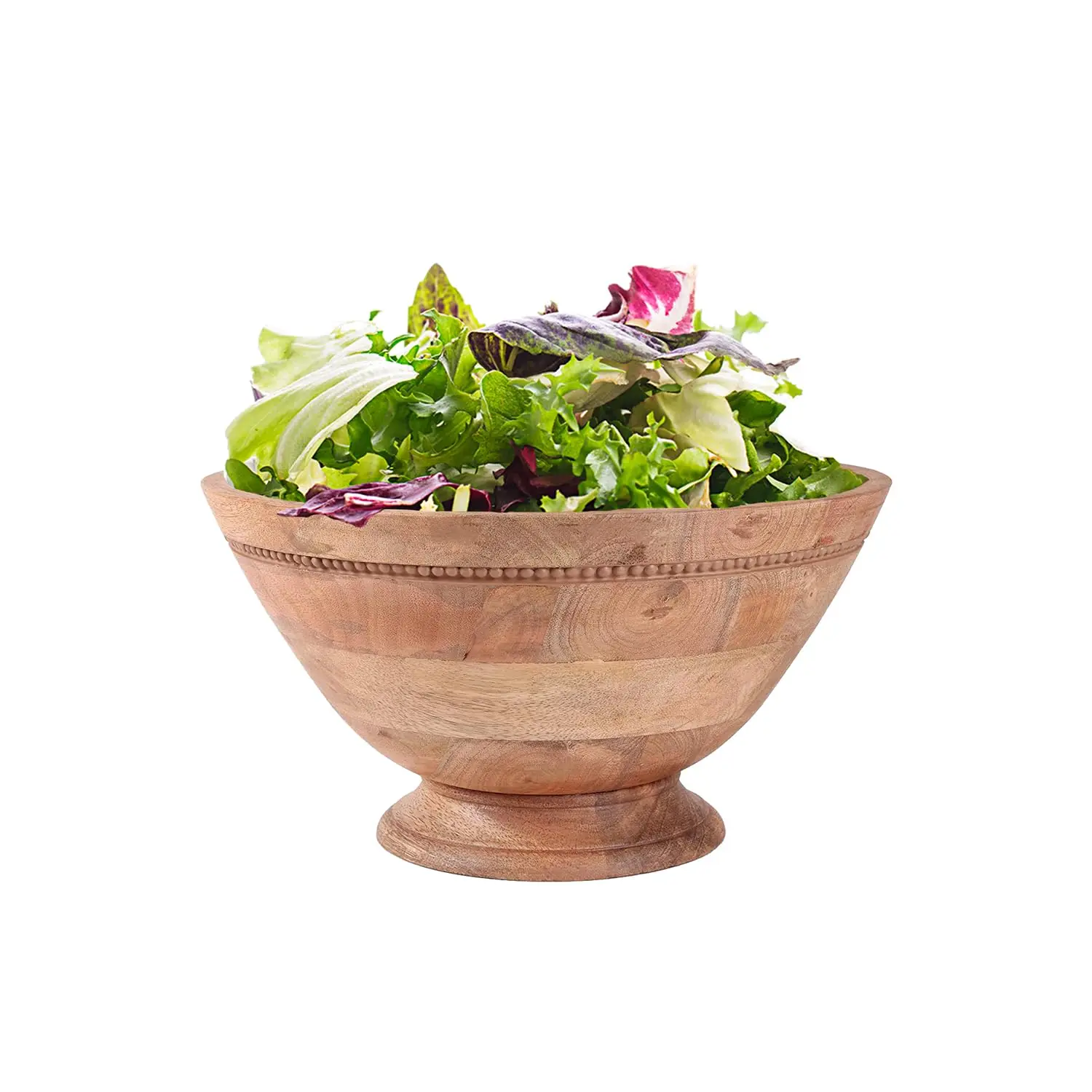 Round Mango Wood Bowl Fruit Salad Serving Bowl Natural Finished Bowls for Vintage Style Home Flatware from India