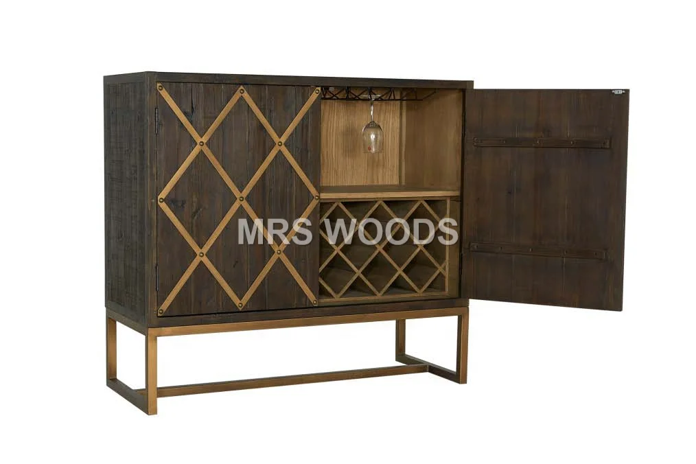 MRS WOODS Reclaimed Fir  Wine Cabinet Carved Sideboard Italian Modern Luxury Sideboard Cabinet For Dining Room