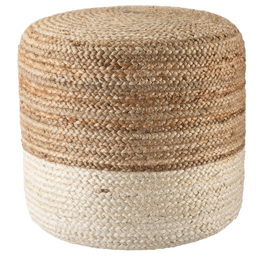 Home Decor Round Braided Natural Jute Woven Pouf Jute Braided Floor Cushion Handmade Natural Braided Jute Poufs Footstool