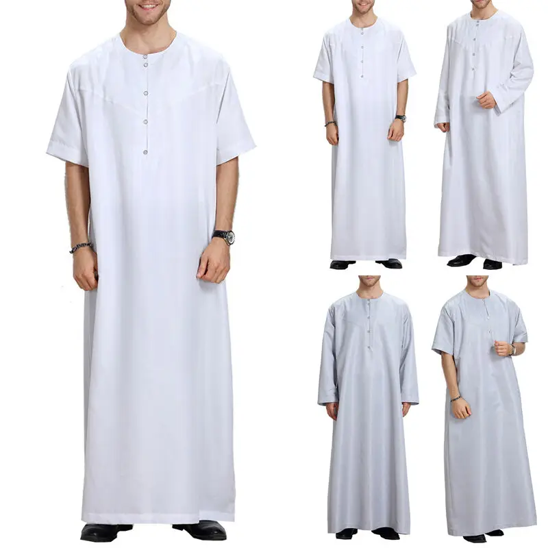 Hot Selling Islamic Clothing Long Sleeve Men Thobe Arab Jubba Zipper Jubba Muslim Saudi Arab Daffah Dubai Thobe For Men 2023