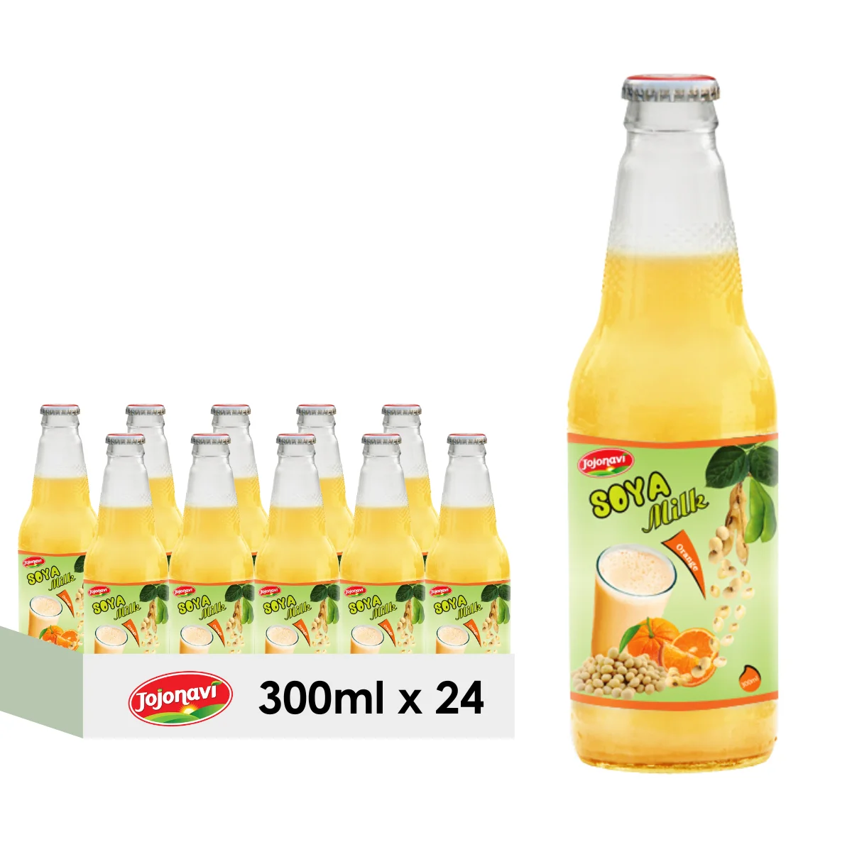 Soya Milk Orange Flavored Natural Fruit Juice Soy Milk in Glass Bottle JOJONAVI Wholesale Supplier Private Label OEM ODM
