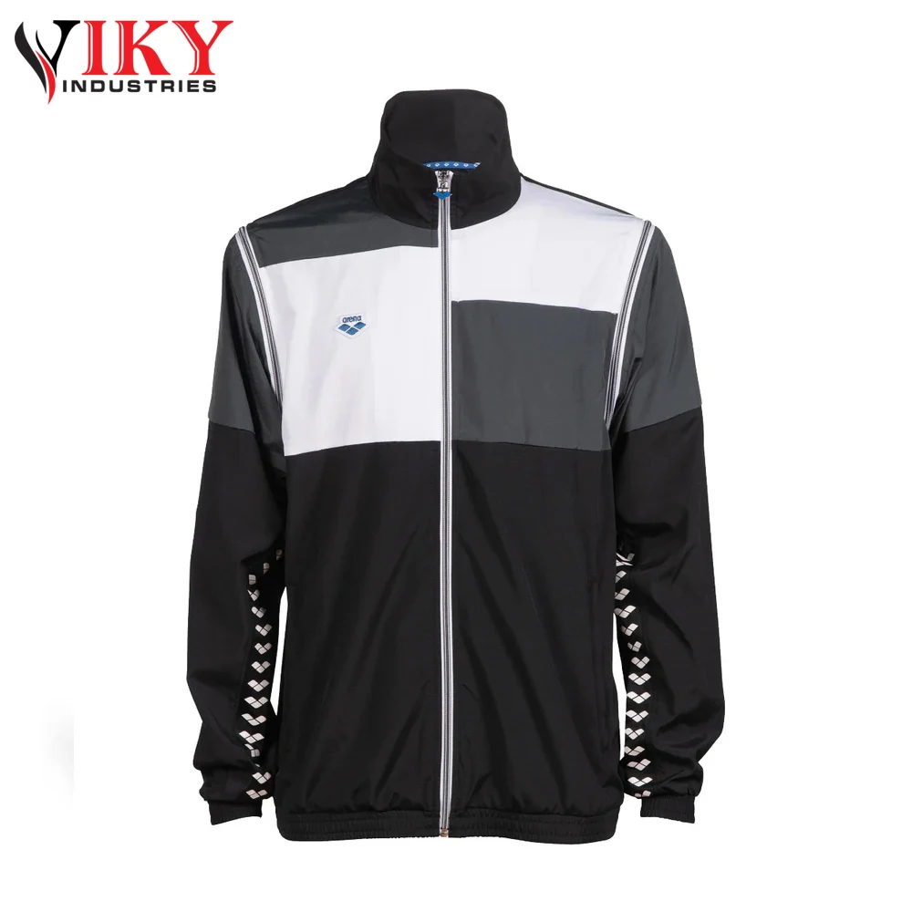 Men Polyester Jogger Sets Two Piece Set Patchwork Zip Up Puff Track Nylon Jacket And Track Pants Custom Nylon Tracksuit Men