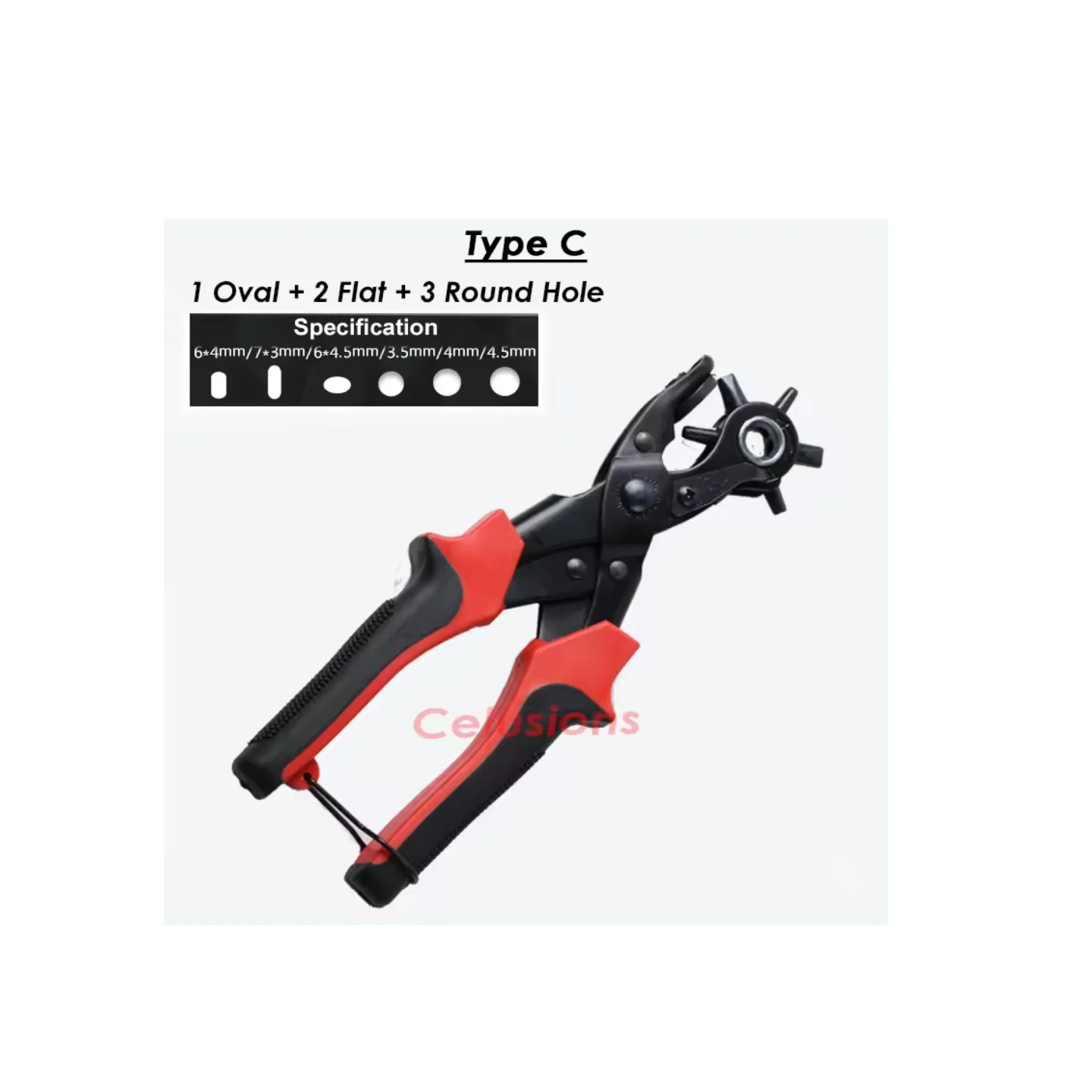 Cheap Price DIY Tools Soft Grip Plastic Handle Pliers with Steel Puncher Reasonable Price Leather Hole Clamp