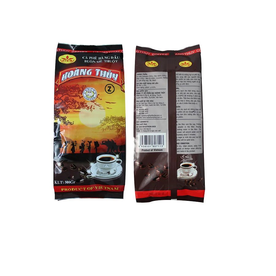 Вьетнам поставщик хорошего качества молотый кофе 70% робуста Хоанг Thuy крепкого HACCP & ISO 9001:2015 сертификат 500 г/пакет
