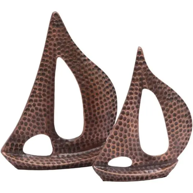 Pair of Handmade Metal Sailing Boat Sailboat Yacht Table Metal Art Nautical Decor Sculpture